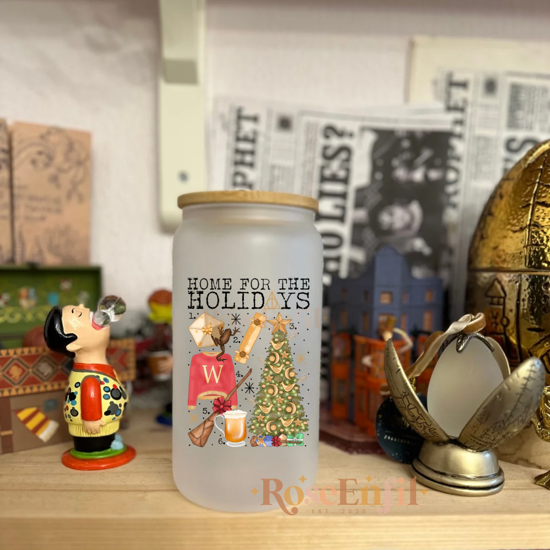 Christmas at home - Harry ✨ glass with straw and bamboo lid