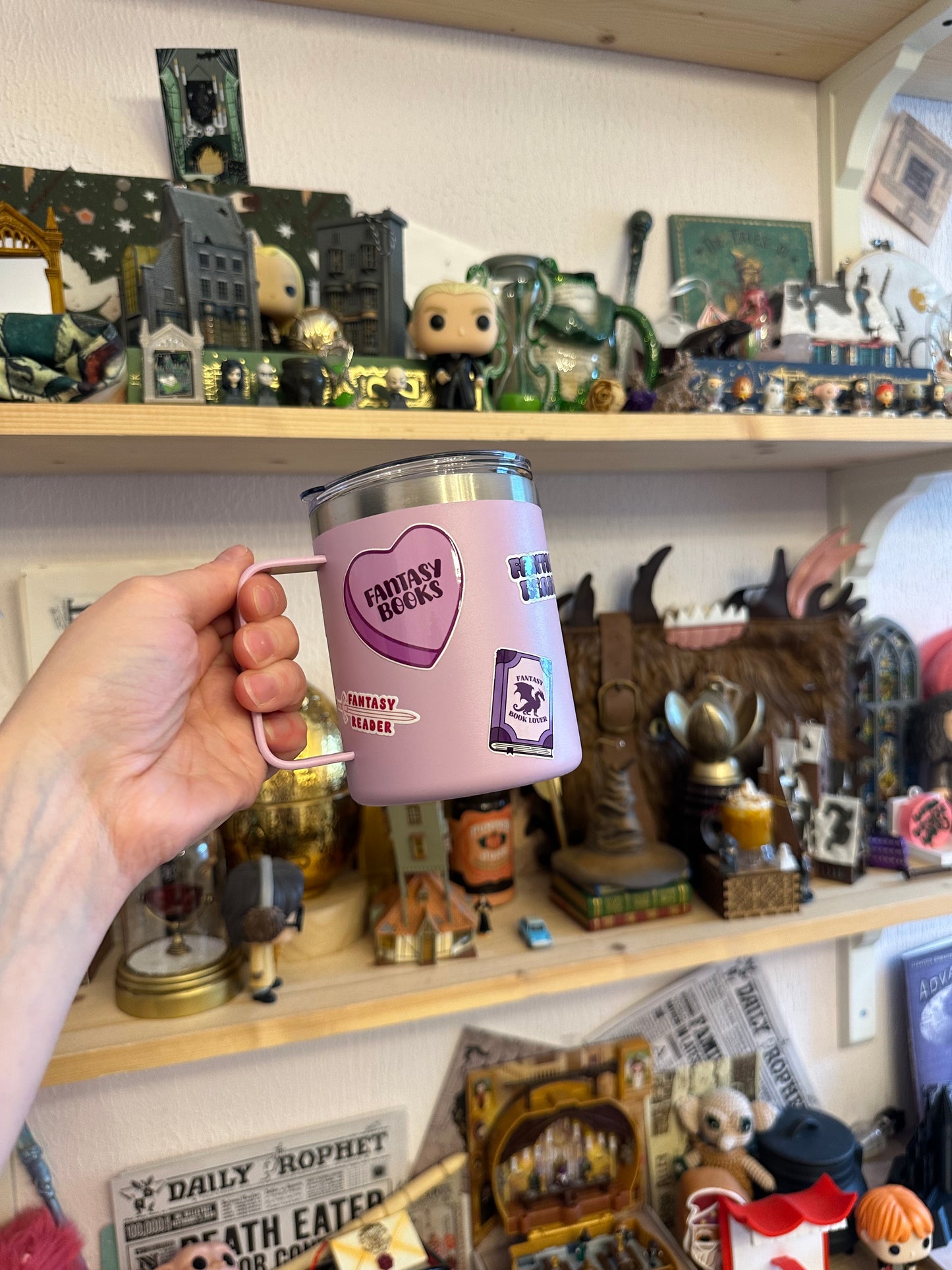 Fantasy Reader - Book Collection - Stainless Steel Mug - 12 Oz