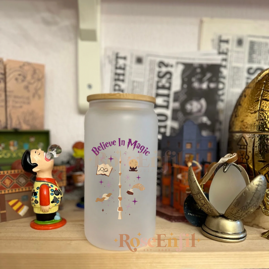 Believe in Magic (Harry) ✨ glass with straw and bamboo lid