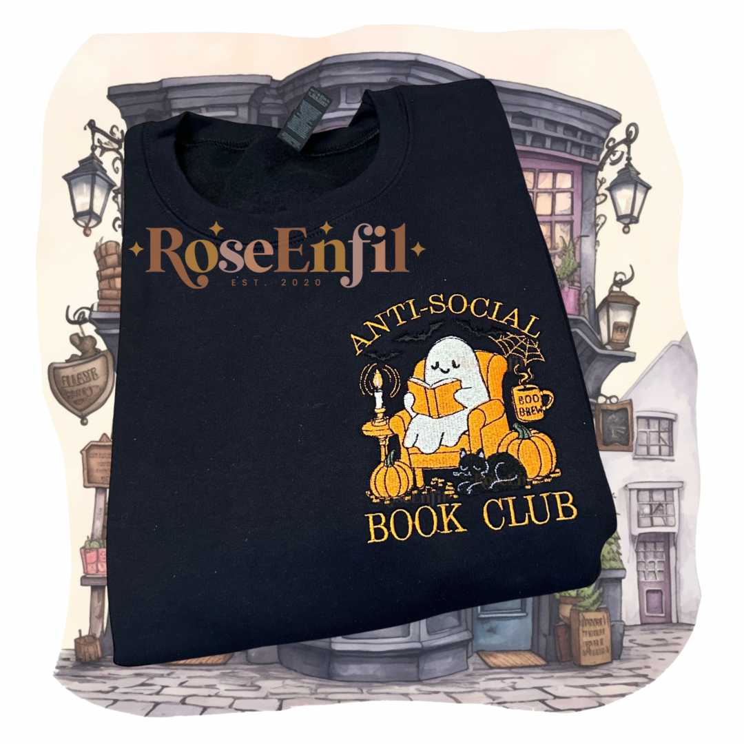 Club de lecture (fantôme) - Collection broderie livres et Halloween (automne et spooky) - Plusieurs couleurs