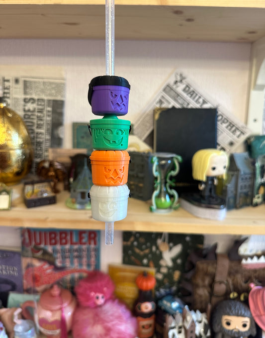 Straw decoration - spooky buckets