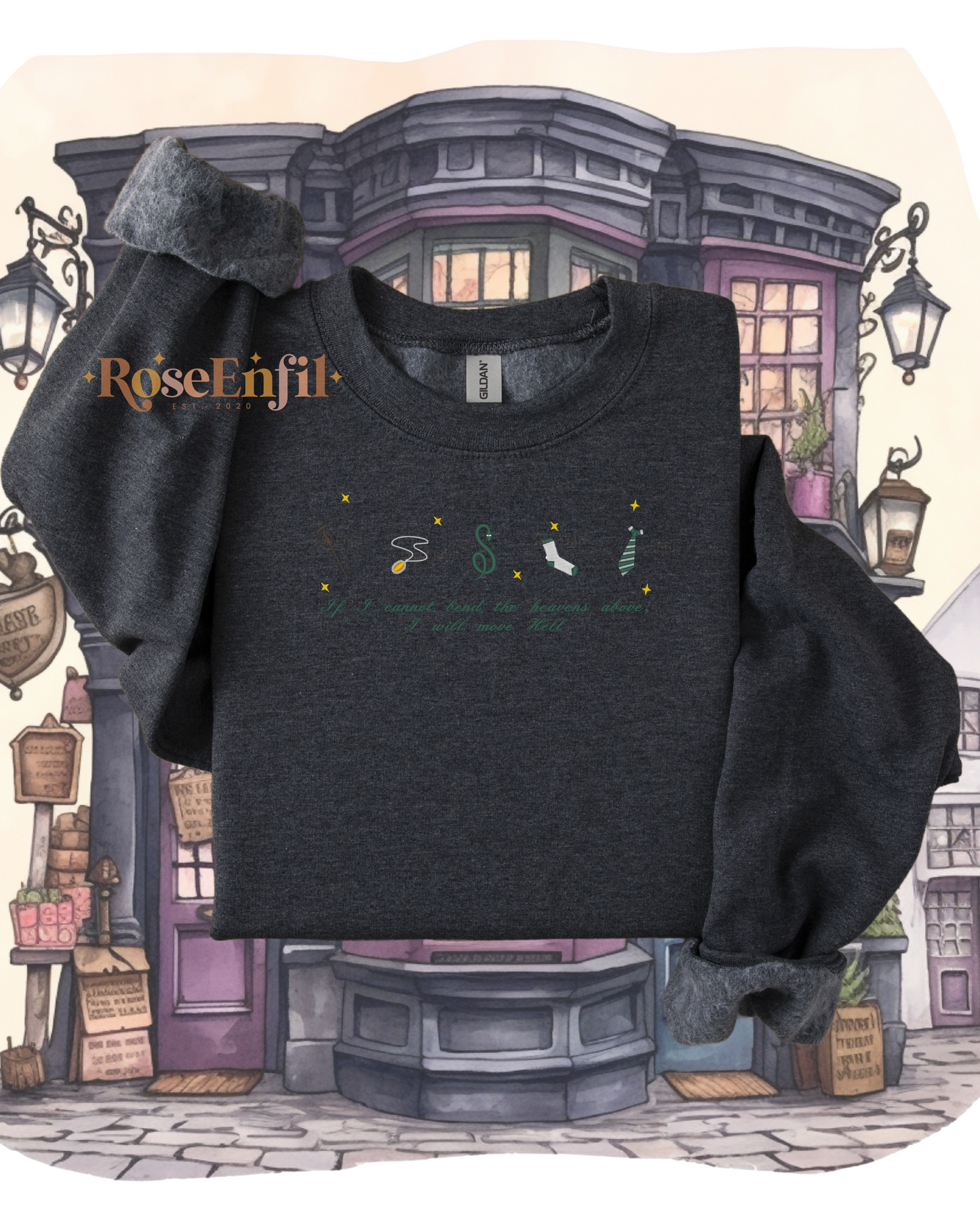 Maison de l'ambition (serpent) avec citation - Collection broderie magique - Plusieurs couleurs