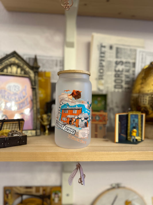 Privet Drive -  verre avec paille et couvercle bambou