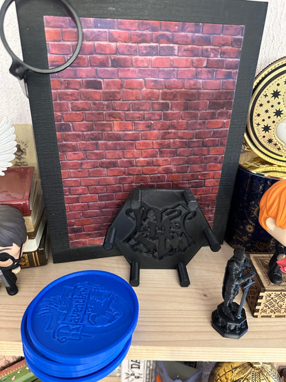 4 Sous-verre de maison bleue (savoir) avec support -  Décoration magique