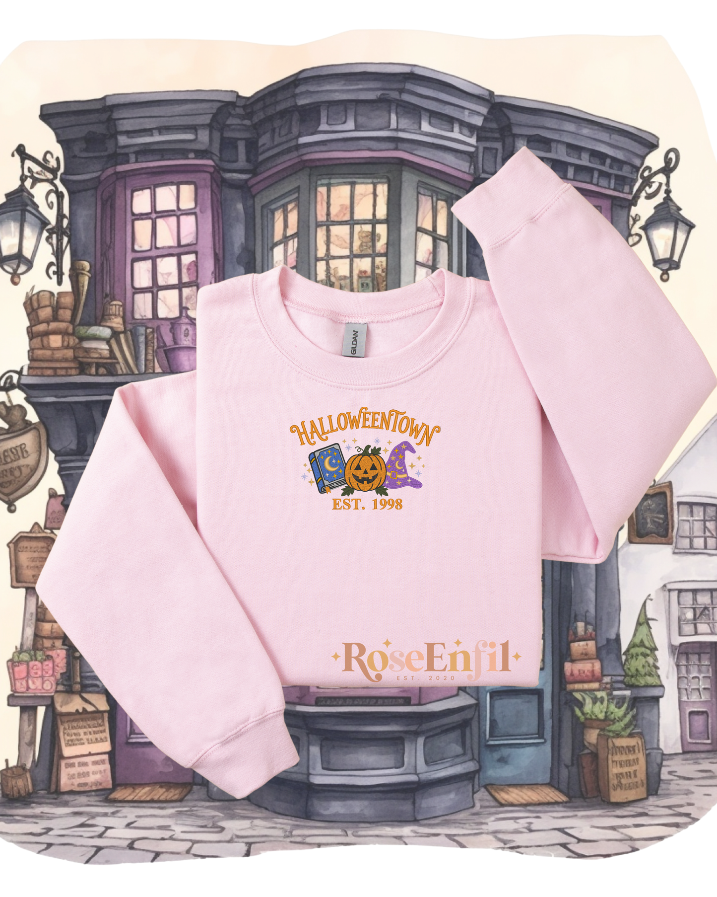 La ville d'halloween - Collection Halloween Vintage  - Plusieurs couleurs