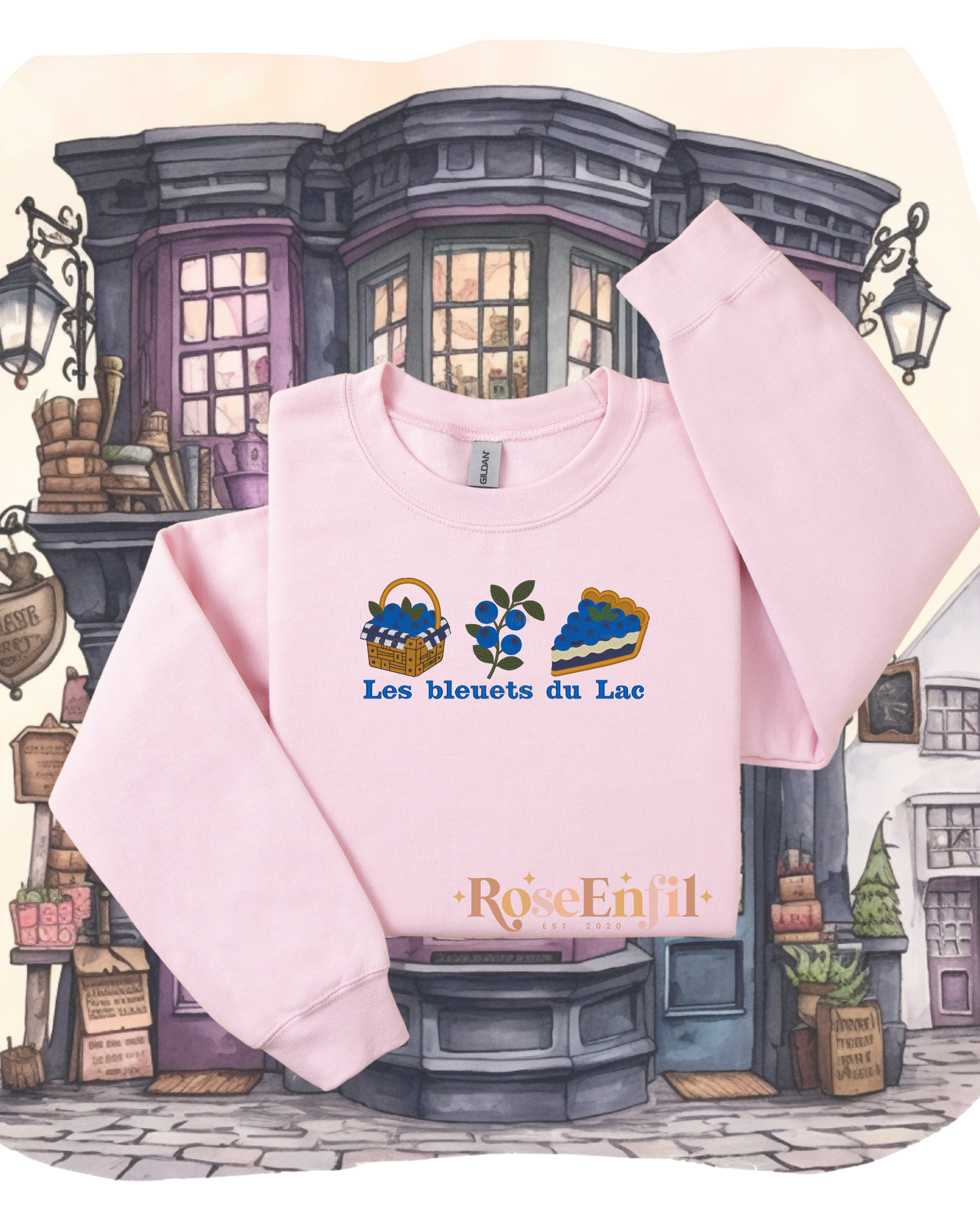 Les bleuets du Lac – "Embroidery from Our Regions" Collection (QC, Canada) – Multiple colors (Crewneck only)
