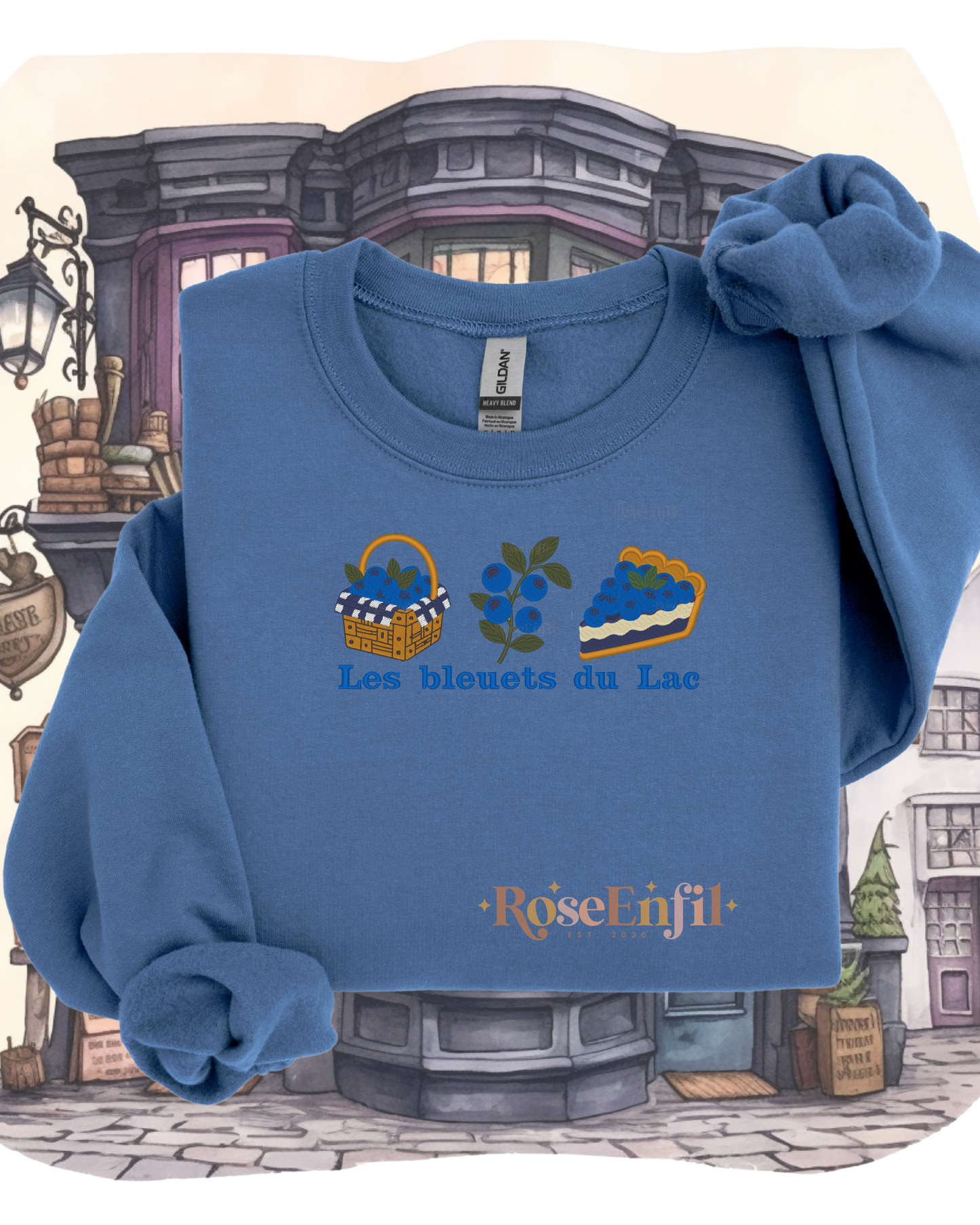 Les bleuets du Lac – "Embroidery from Our Regions" Collection (QC, Canada) – Multiple colors (Crewneck only)
