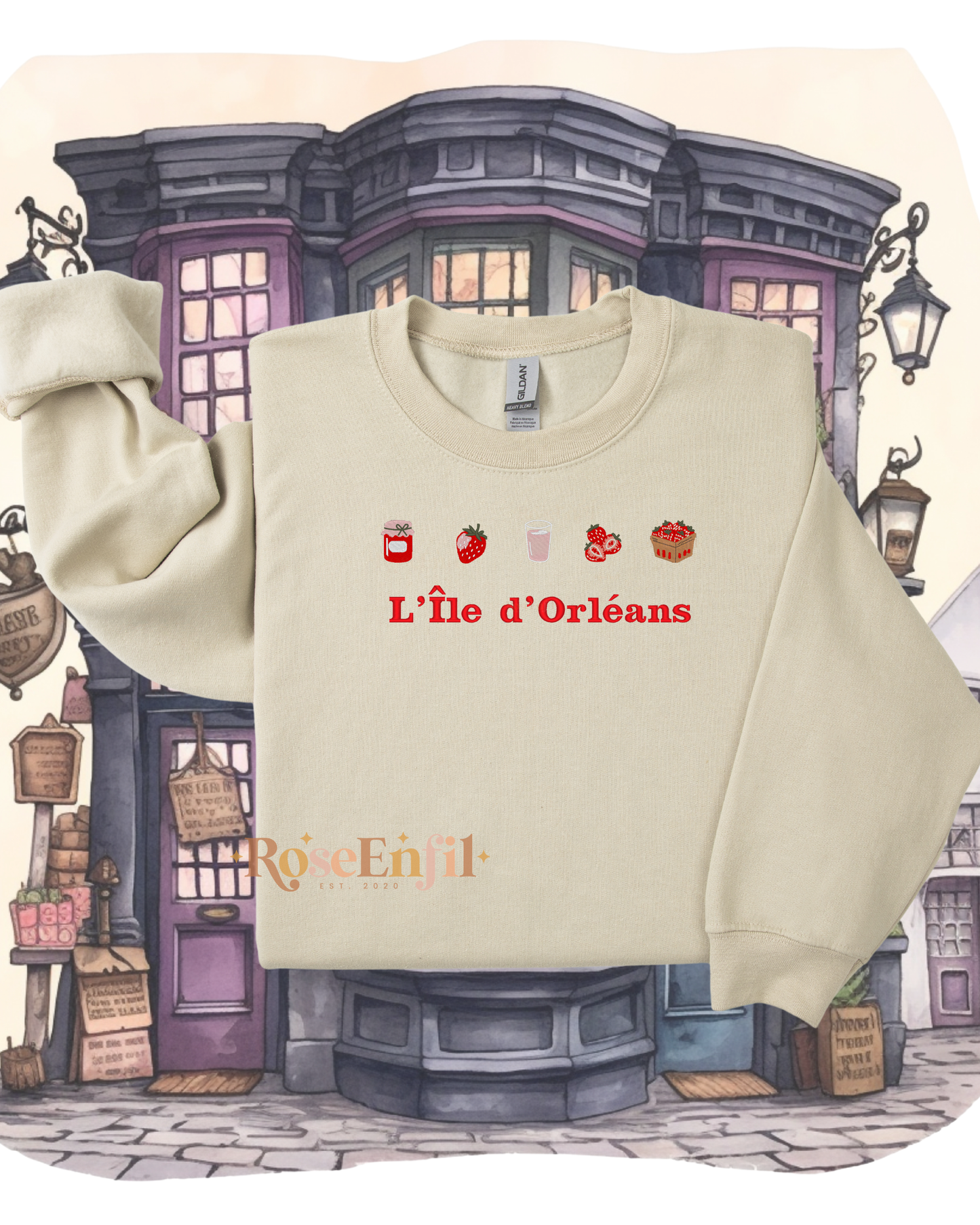 L'île d'Orléans - Fraises -  Collection broderie de nos régions QC - Canada -  Plusieurs couleurs