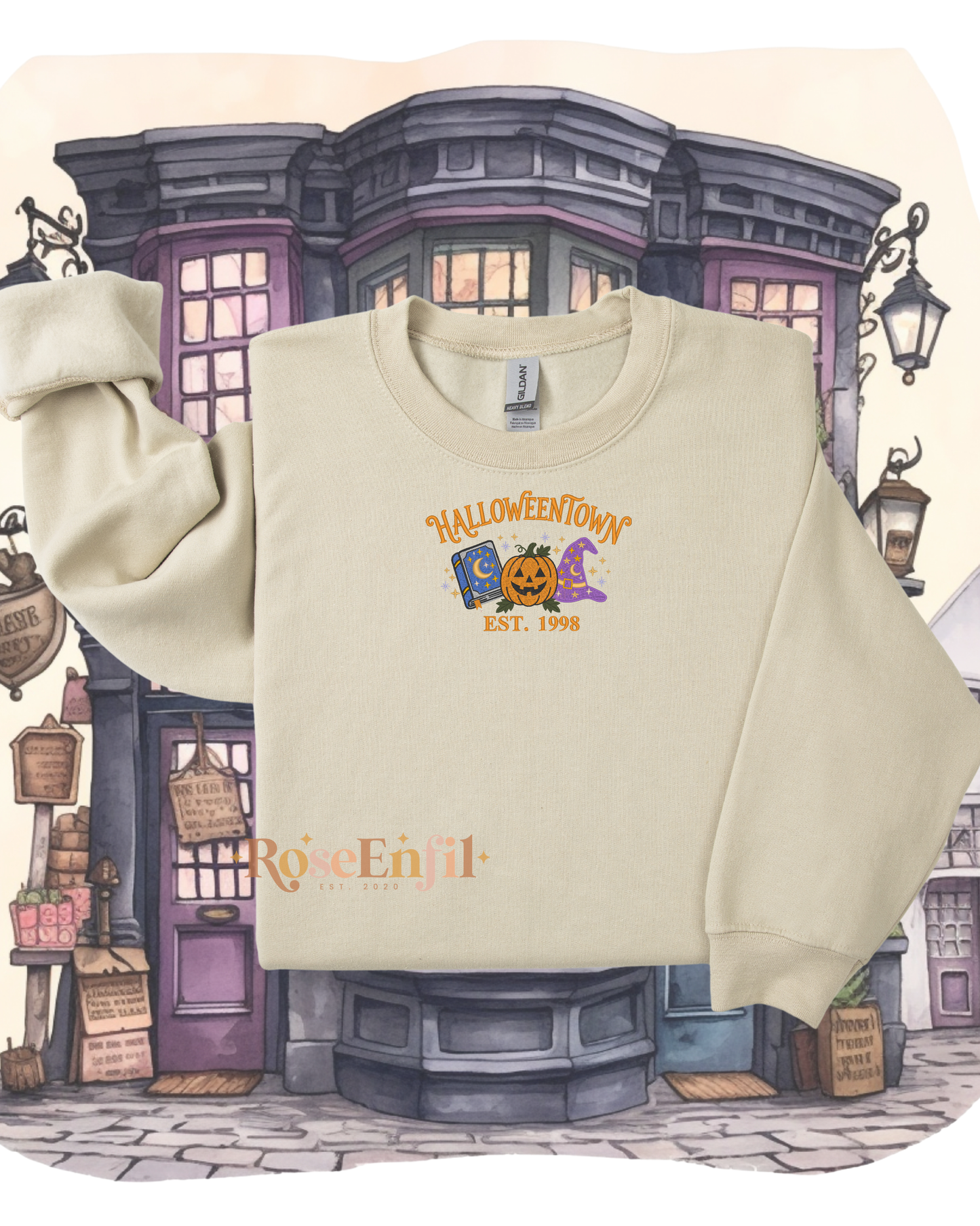 La ville d'halloween - Collection Halloween Vintage  - Plusieurs couleurs
