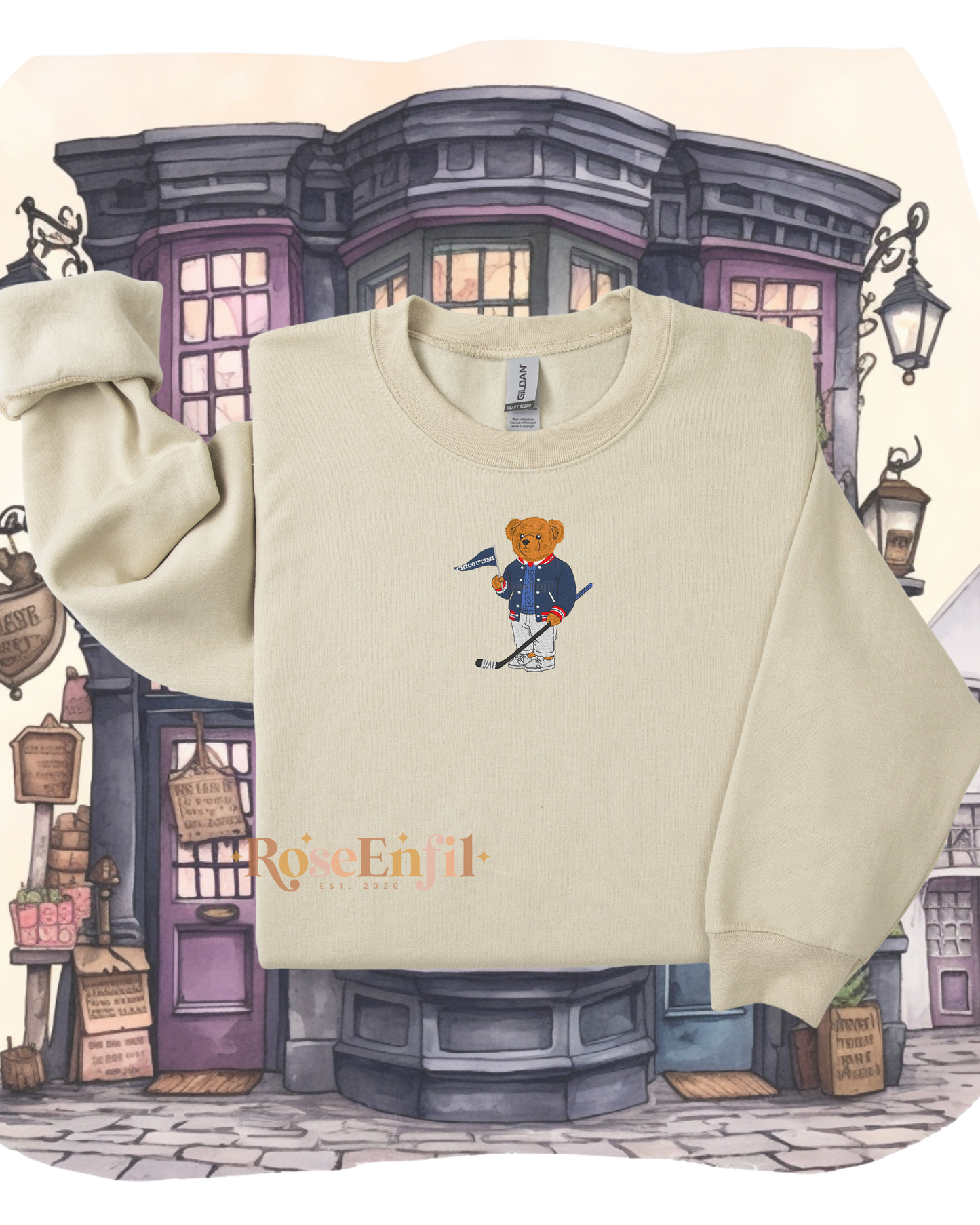 Cute Hockey Bear Chicoutimi – "Regions of Quebec" Embroidery Collection – Canada – Multiple colors (crewneck only)
