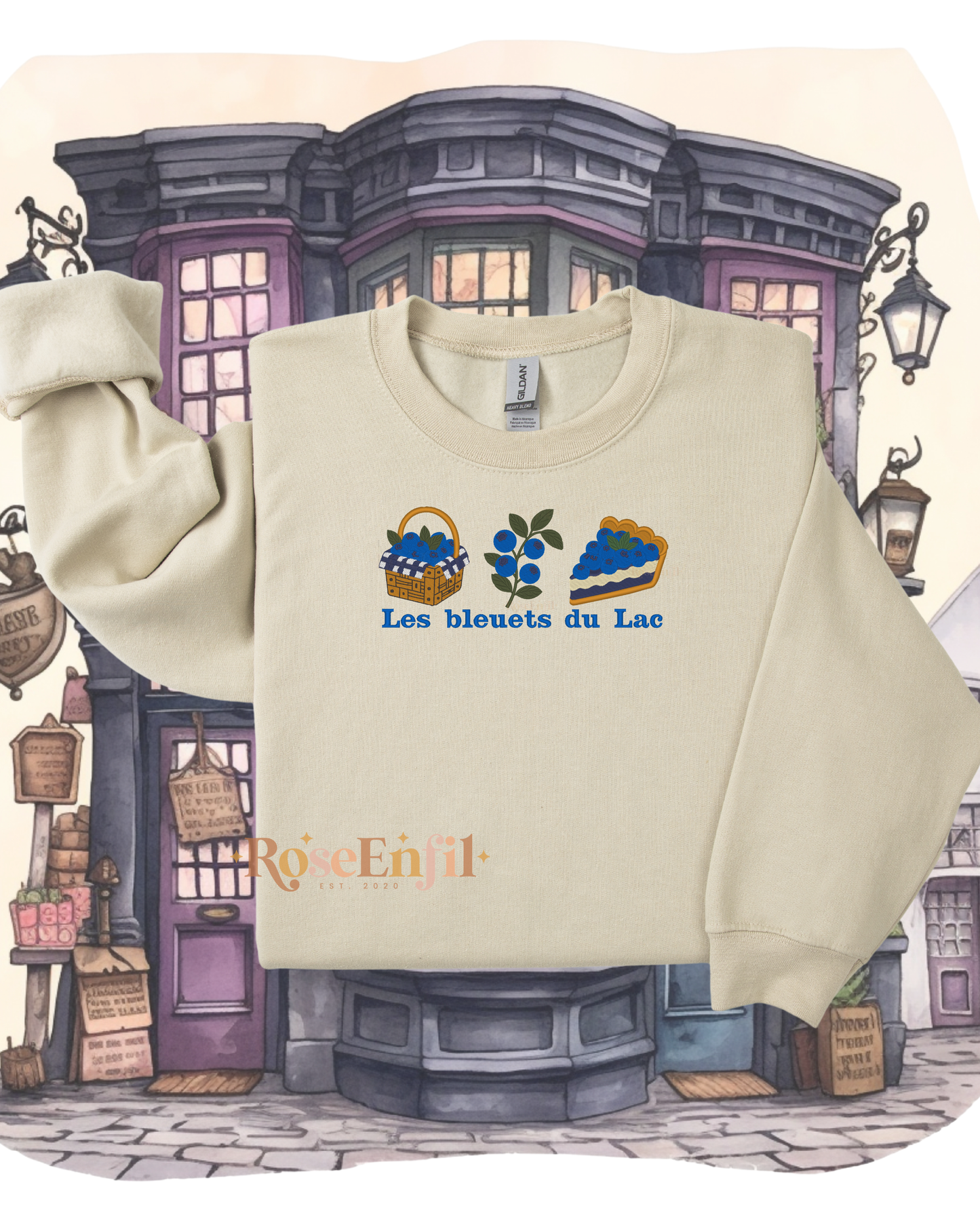 Les bleuets du Lac – "Embroidery from Our Regions" Collection (QC, Canada) – Multiple colors (Crewneck only)
