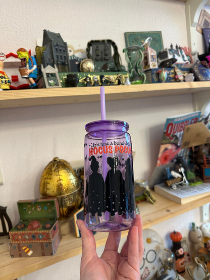 Witch Sisters – Halloween Collection & Movies – Plastic cup with straw decoration, straw, and lid
