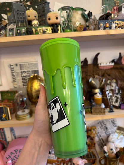 IMPARFAIT Tumbler vert Fantômes et chats - Effet GLOW IN THE DARK