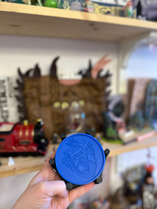 4 Sous-verre de maison bleue (savoir) avec support -  Décoration magique