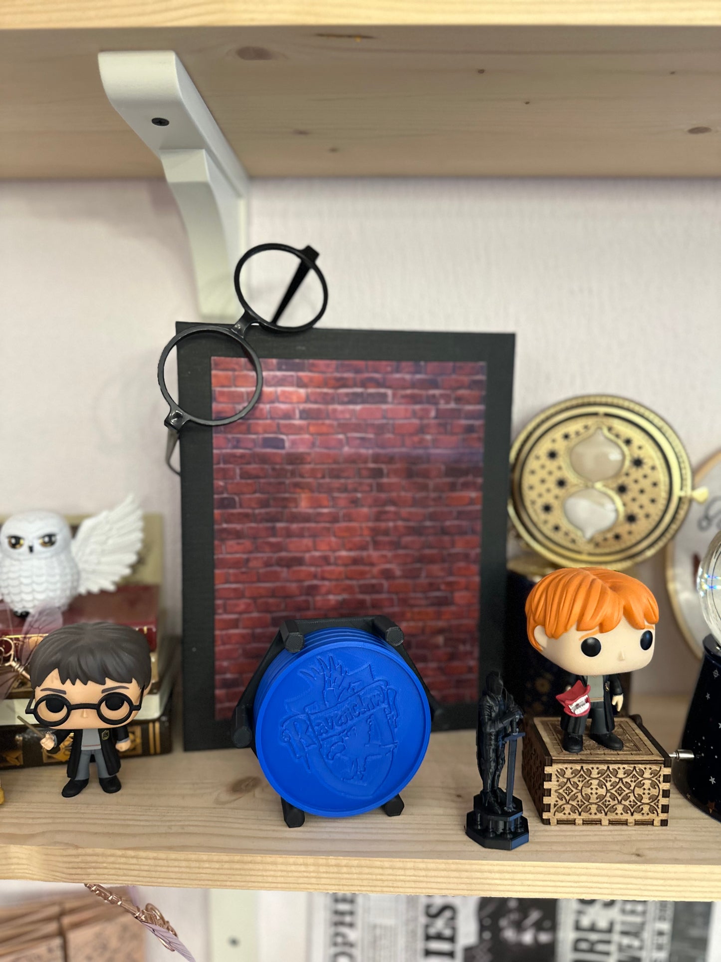 4 Sous-verre de maison bleue (savoir) avec support -  Décoration magique