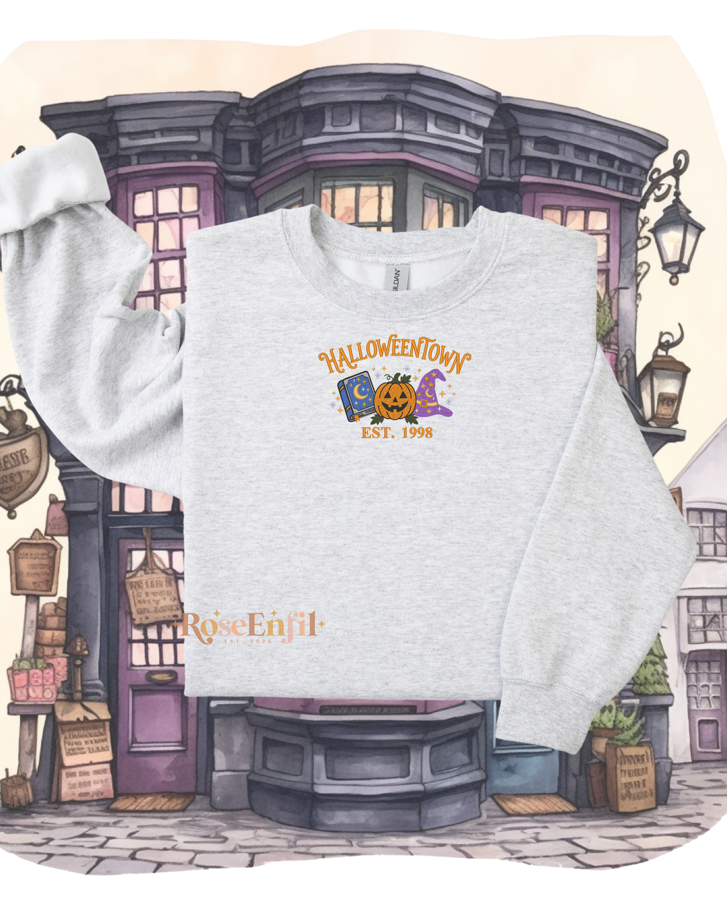 La ville d'halloween - Collection Halloween Vintage  - Plusieurs couleurs