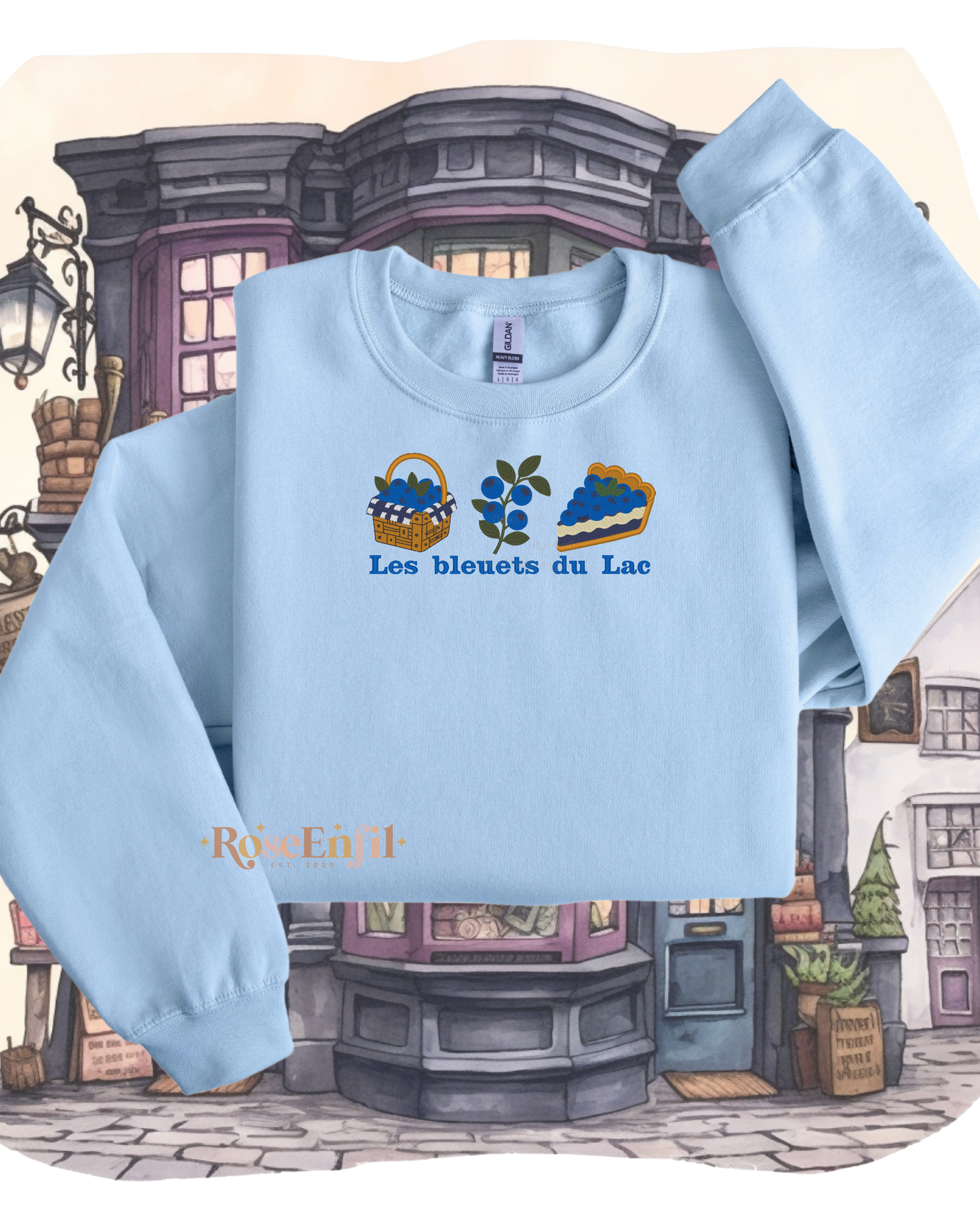 Les bleuets du Lac – "Embroidery from Our Regions" Collection (QC, Canada) – Multiple colors (Crewneck only)

