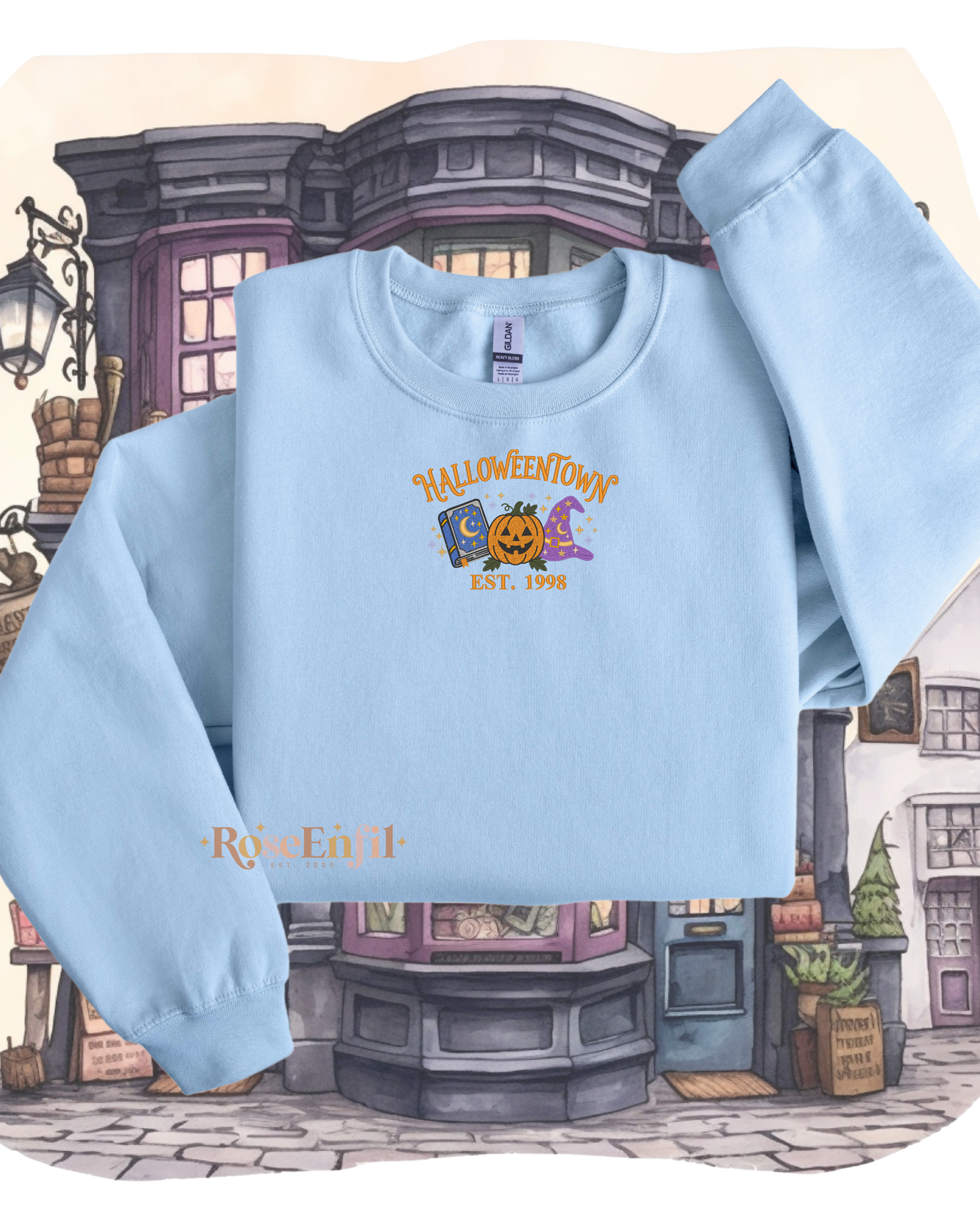 La ville d'halloween - Collection Halloween Vintage  - Plusieurs couleurs