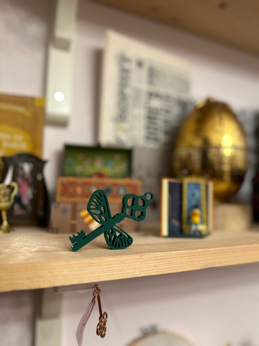 Silver- Flying key, hat, train platform and triangle ornament - Magical decoration 