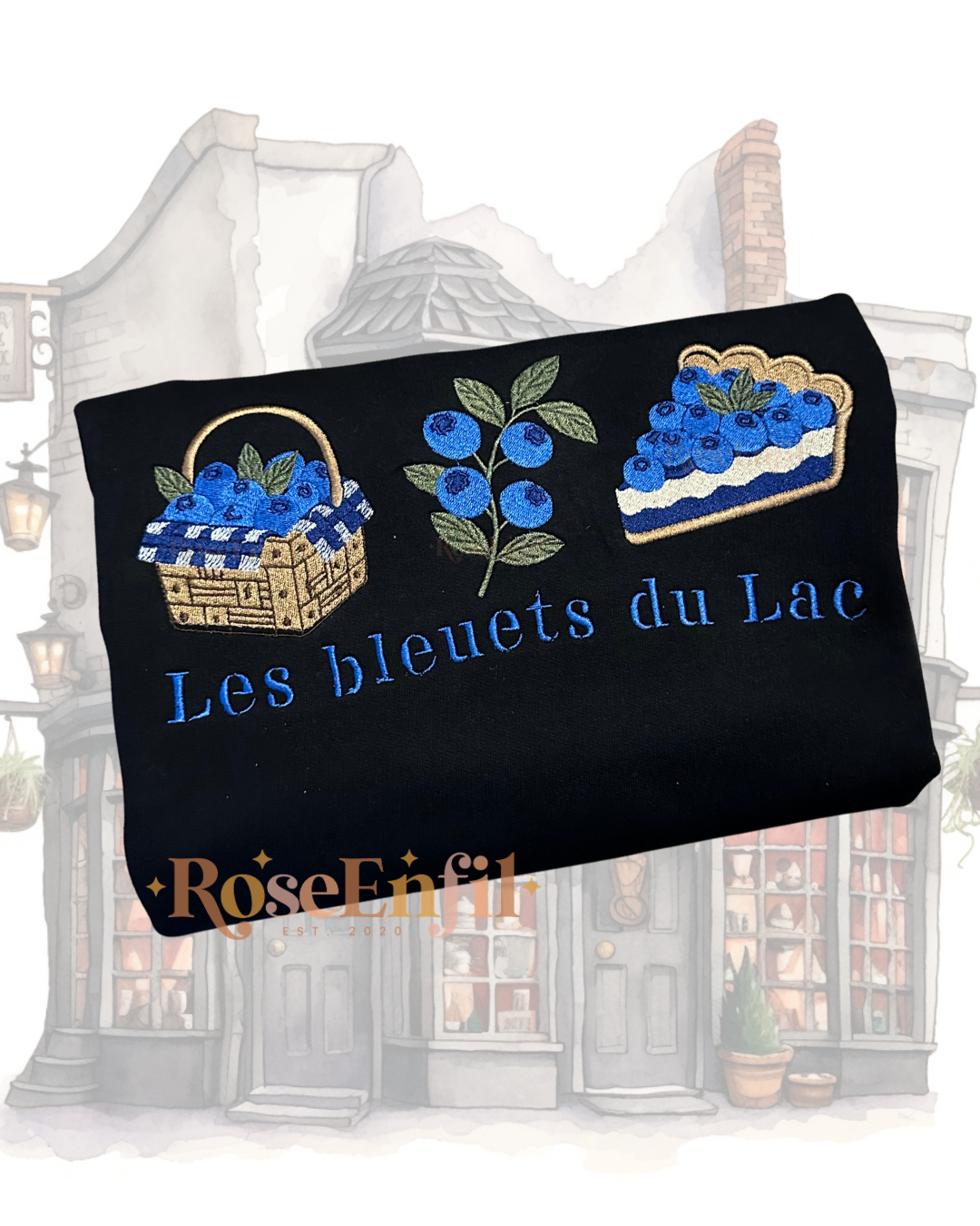 Les bleuets du Lac – "Embroidery from Our Regions" Collection (QC, Canada) – Multiple colors (Crewneck only)
