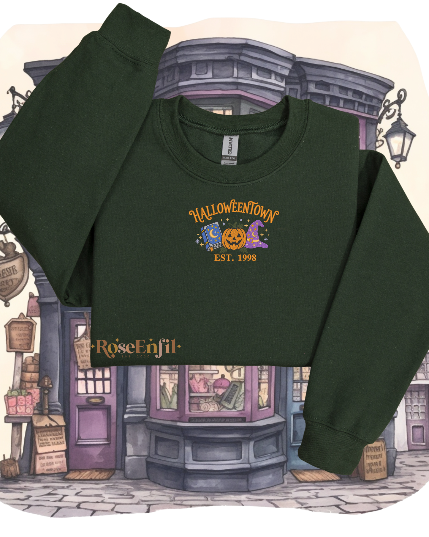 La ville d'halloween - Collection Halloween Vintage  - Plusieurs couleurs
