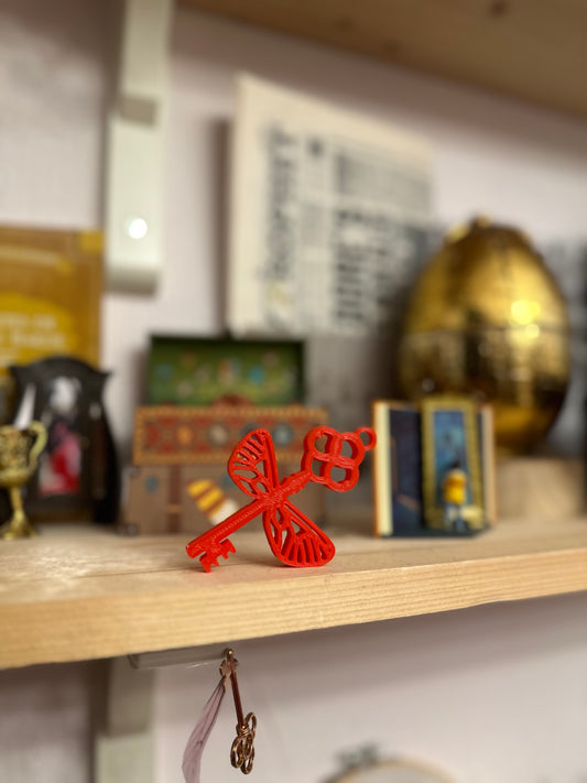 Silver- Flying key, hat, train platform and triangle ornament - Magical decoration 