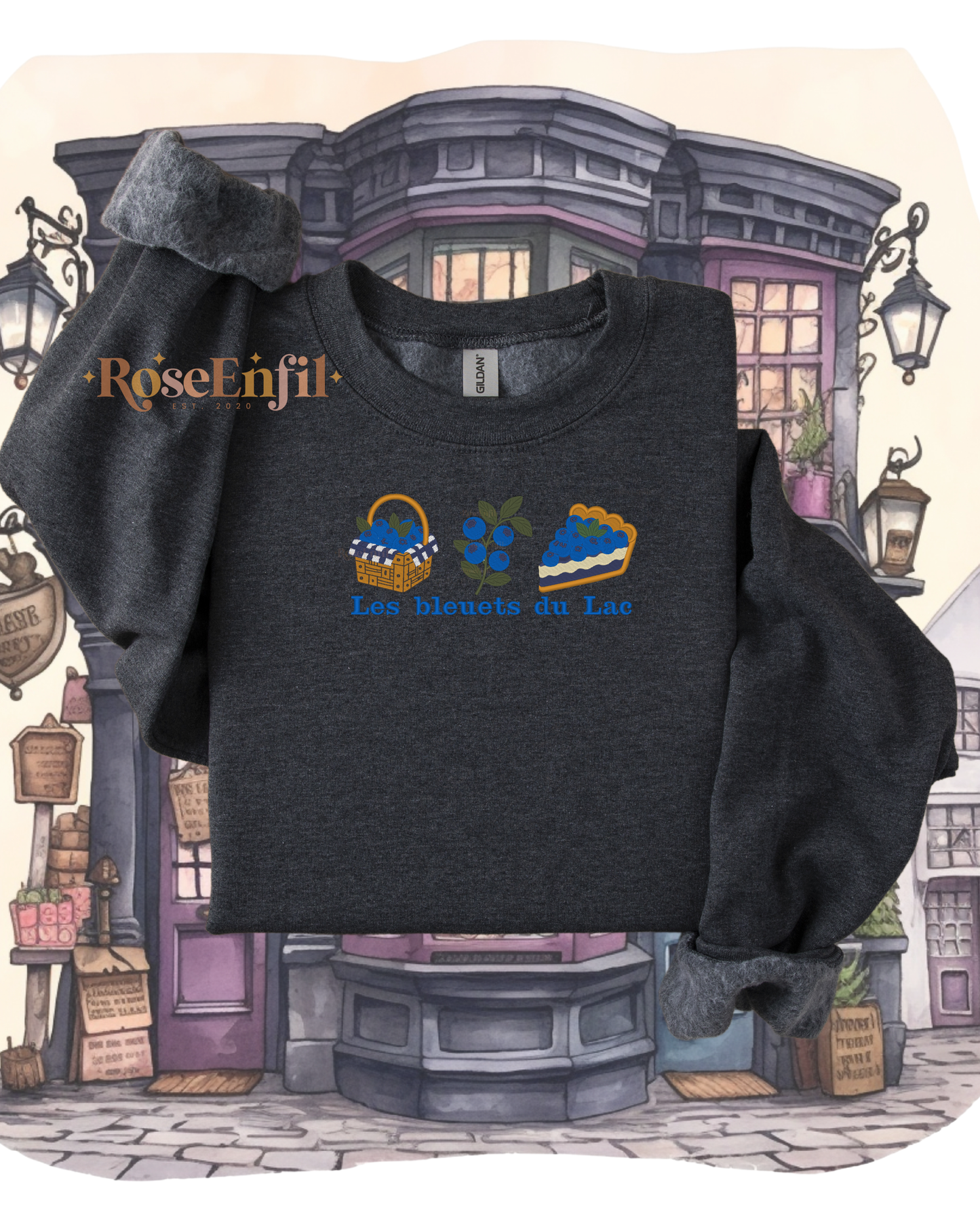 Les bleuets du Lac – "Embroidery from Our Regions" Collection (QC, Canada) – Multiple colors (Crewneck only)
