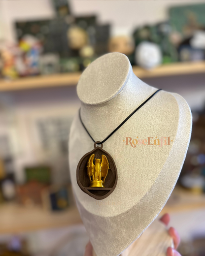 Pendentif style noix avec créature magique bureau du directeur de l'école de magie (ou ornement sapin)- Collection décor magique - Impression 3D - collier noir inclus