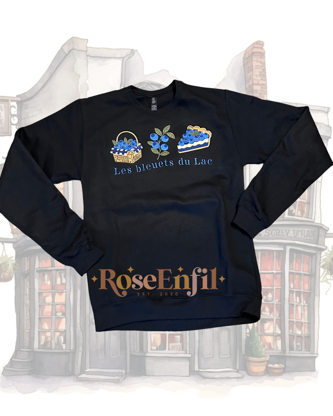 Les bleuets du Lac – "Embroidery from Our Regions" Collection (QC, Canada) – Multiple colors (Crewneck only)
