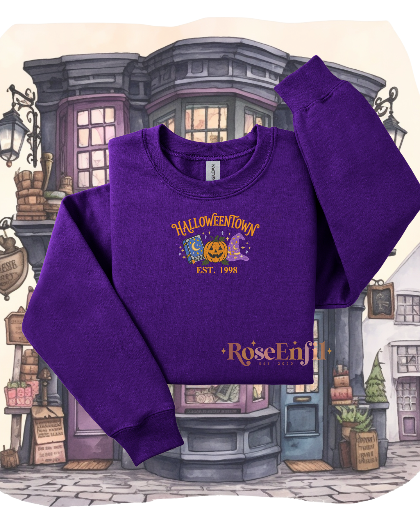La ville d'halloween - Collection Halloween Vintage  - Plusieurs couleurs