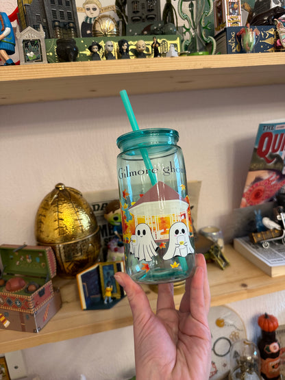 Luke's Coffee & Ghosts – Halloween & TV Series Collection – Plastic cup with straw decor and straw and lid
