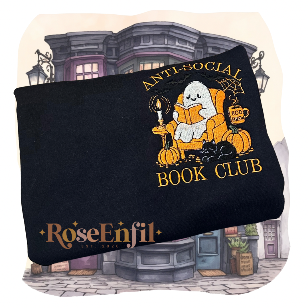 Club de lecture (fantôme) - Collection broderie livres et Halloween (automne et spooky) - Plusieurs couleurs