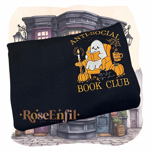 Club de lecture (fantôme) - Collection broderie livres et Halloween (automne et spooky) - Plusieurs couleurs