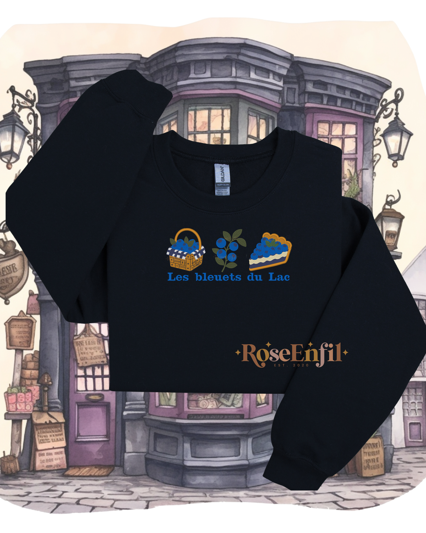 Les bleuets du Lac – "Embroidery from Our Regions" Collection (QC, Canada) – Multiple colors (Crewneck only)
