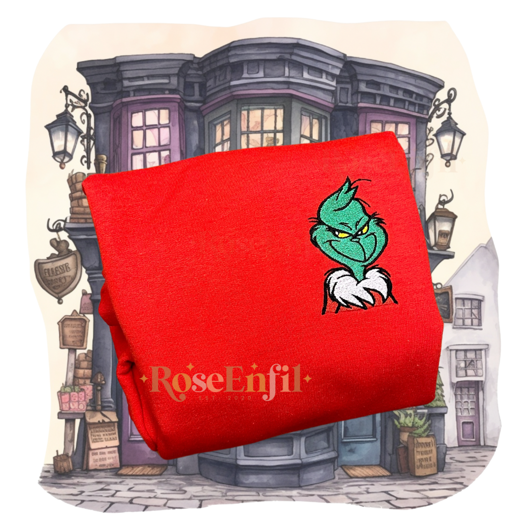 Grincheux vert - Broderie Nostalgie Noël classique  - Plusieurs Couleurs