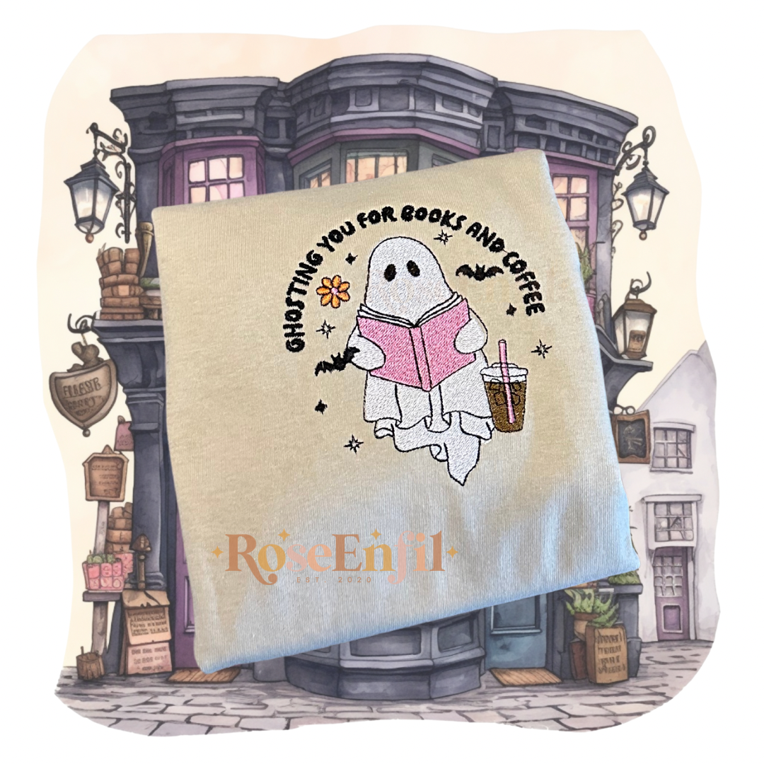 Fantôme , café glacé et livres - Collection Halloween - Plusieurs couleurs