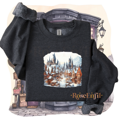 Vue enneigée village magique  (Harry) - Imprimé