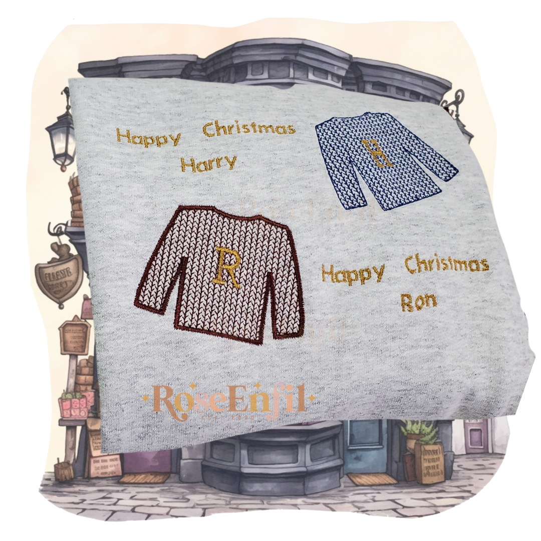 Joyeux Noël Harry et Ron - Noël à la maison - Collection broderie magique - Plusieurs couleurs