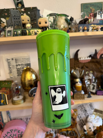 IMPARFAIT Tumbler vert Fantômes et chats - Effet GLOW IN THE DARK