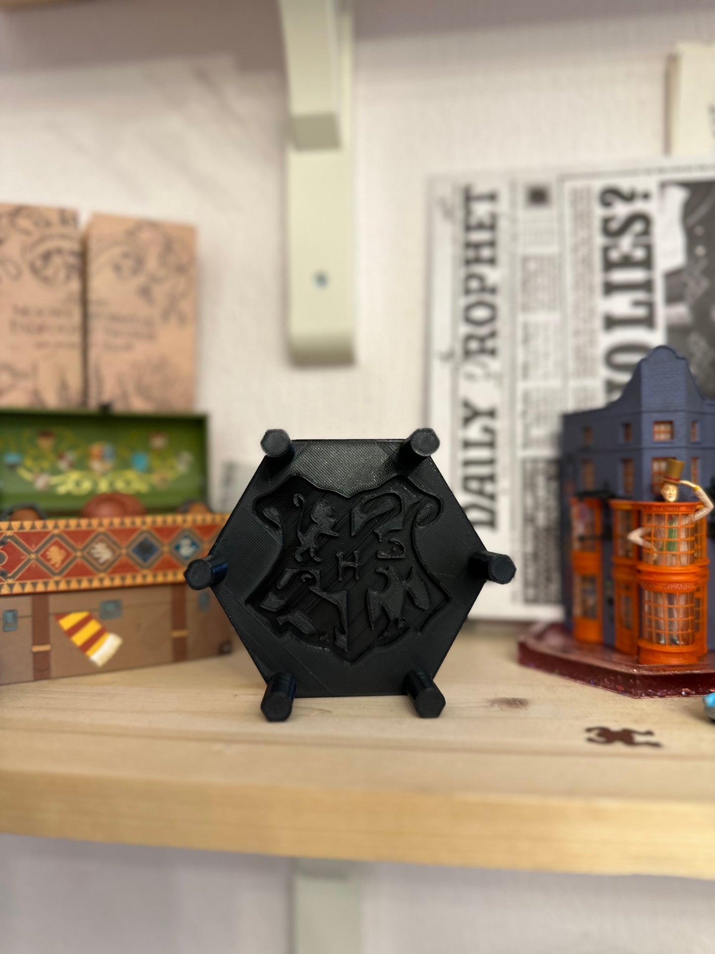 4 Sous-verre de maison bleue (savoir) avec support -  Décoration magique