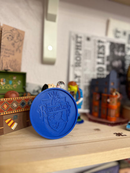 4 Sous-verre de maison bleue (savoir) avec support -  Décoration magique