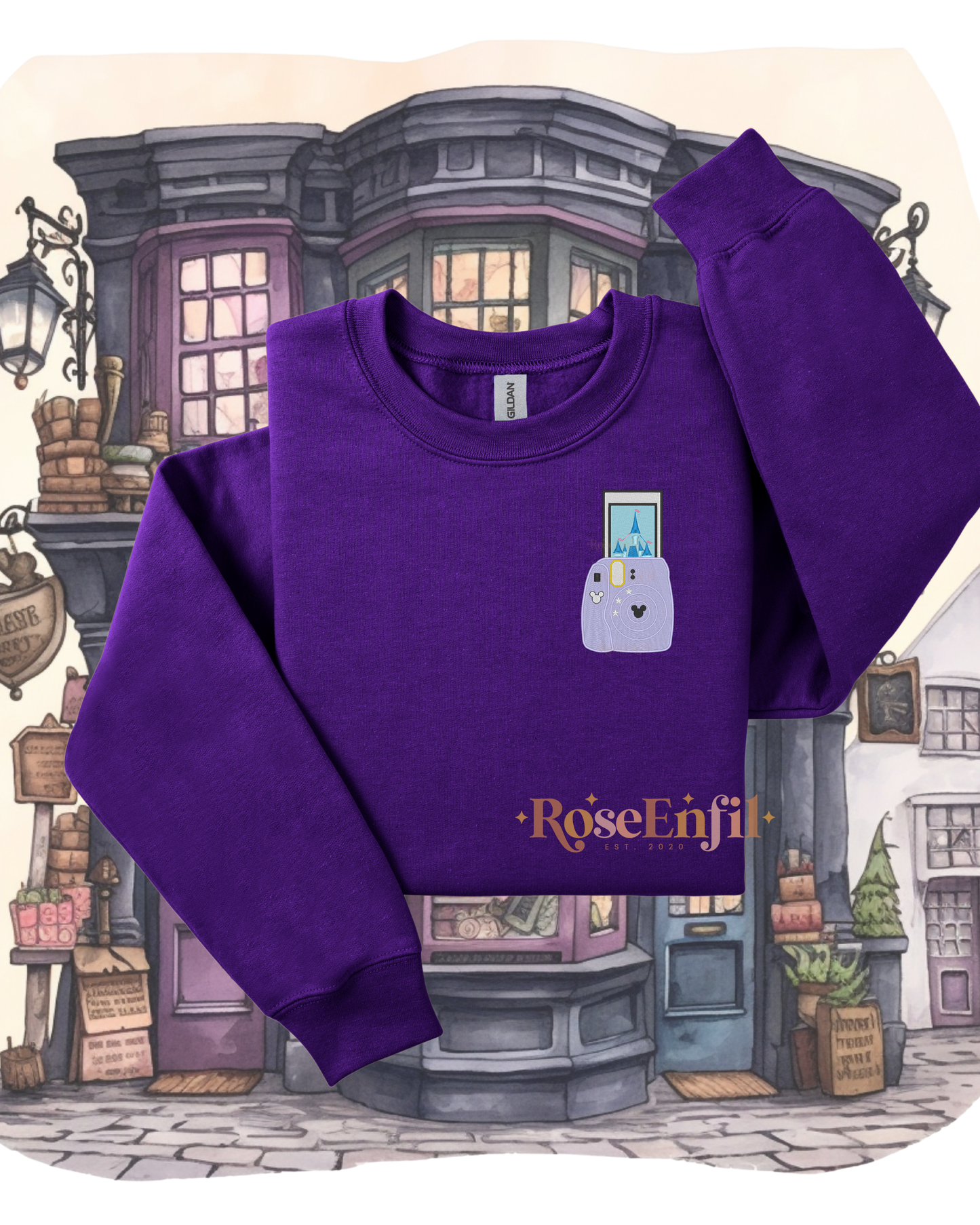 Photo instantanée du Château enchanté  - Parc attraction et rêve -Collection enchantement et princesse -  Broderie  (plusieurs couleurs)