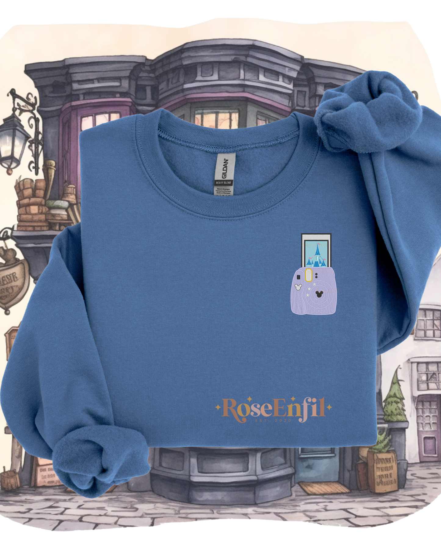 Photo instantanée du Château enchanté  - Parc attraction et rêve -Collection enchantement et princesse -  Broderie  (plusieurs couleurs)