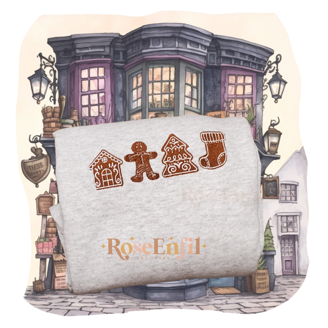 Maisons en pains d’épices - Collection broderie Noël classique - plusieurs couleurs