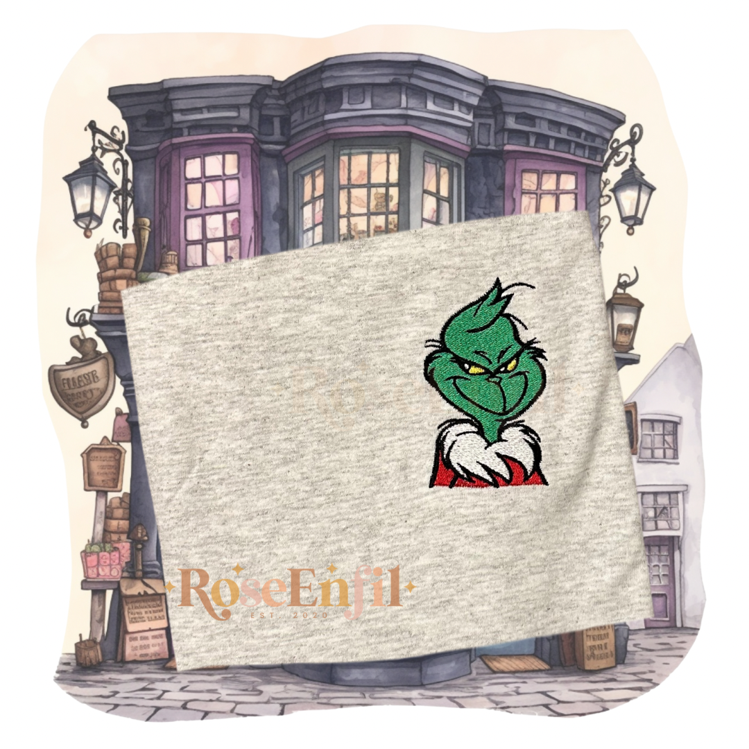 Grincheux vert - Broderie Nostalgie Noël classique  - Plusieurs Couleurs