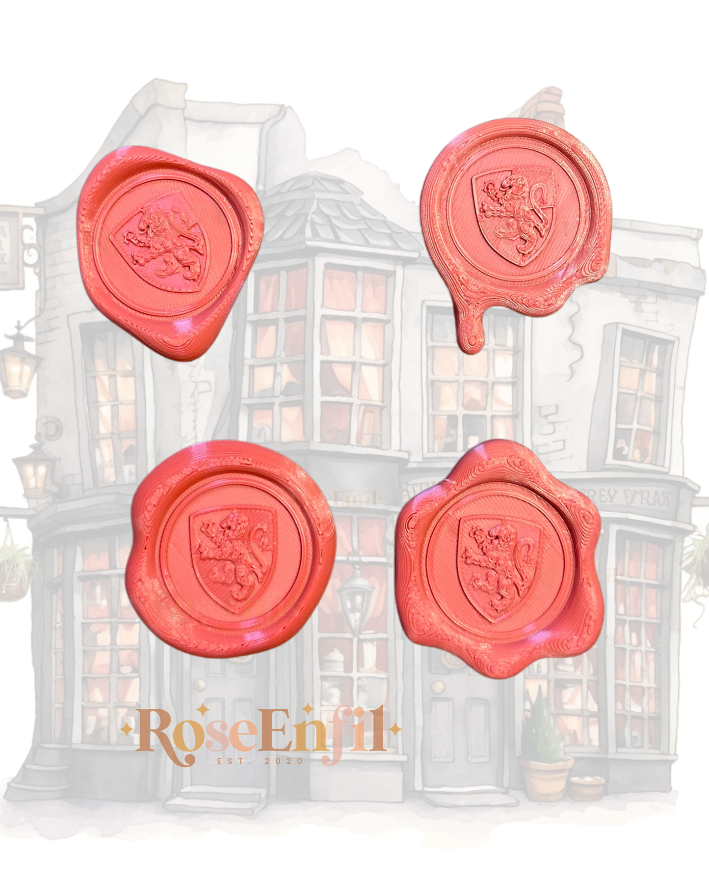 Lion House - Red - Imitation Wax Seal - Decor Collection - 3D Printing
