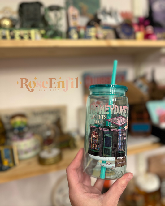 La boutique de bonbons - version magie - verre PLASTIQUE avec paille et couvercle