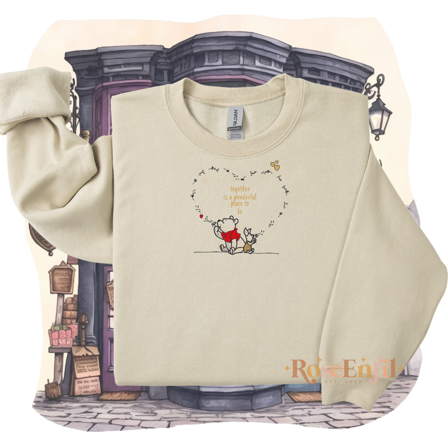 Ourson mielleux et amour -  Together is a wonderful place to be (broderie) - Plusieurs couleurs