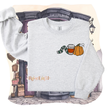 Citrouille, café et écharpe maison d'ambition - Collection broderie spooky et magique - plusieurs couleurs
