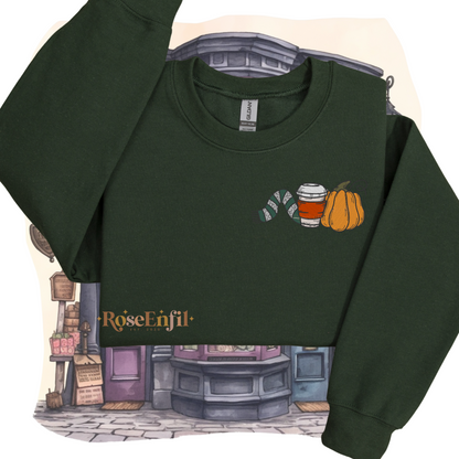 Citrouille, café et écharpe maison d'ambition - Collection broderie spooky et magique - plusieurs couleurs